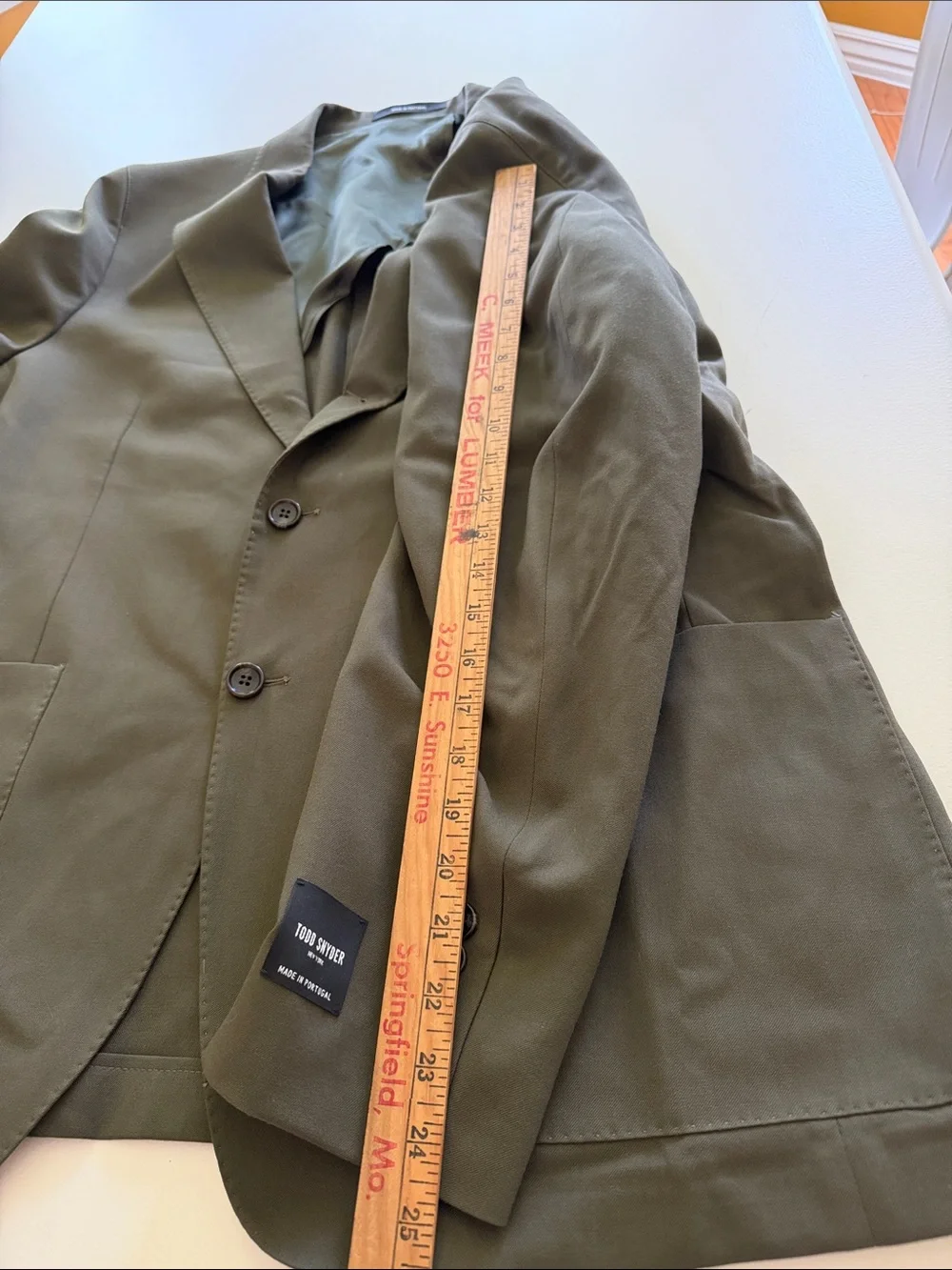 Todd Snyder Olive Wool Gabardine Madison Jacket Sz 44R.  New